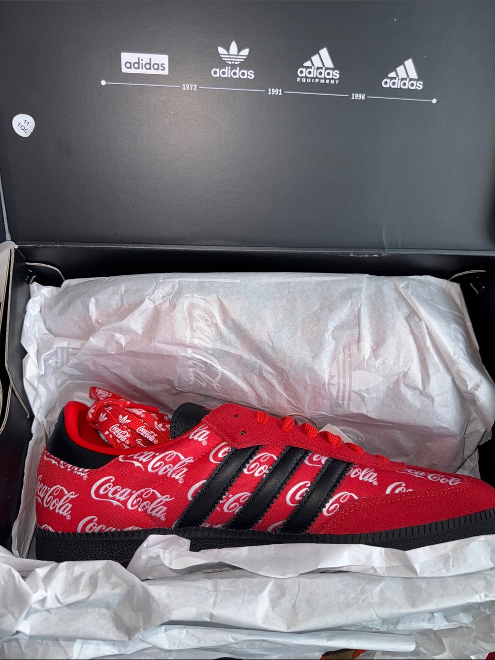 MAKE OFFER! adidas Red and Black Coca-Cola Graphic Sneakers Shoes Samba OG 10US